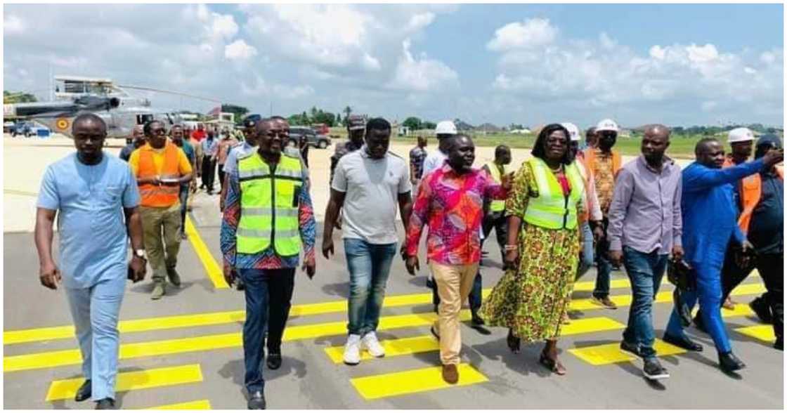 A delegation inspects the Sunyani Airport