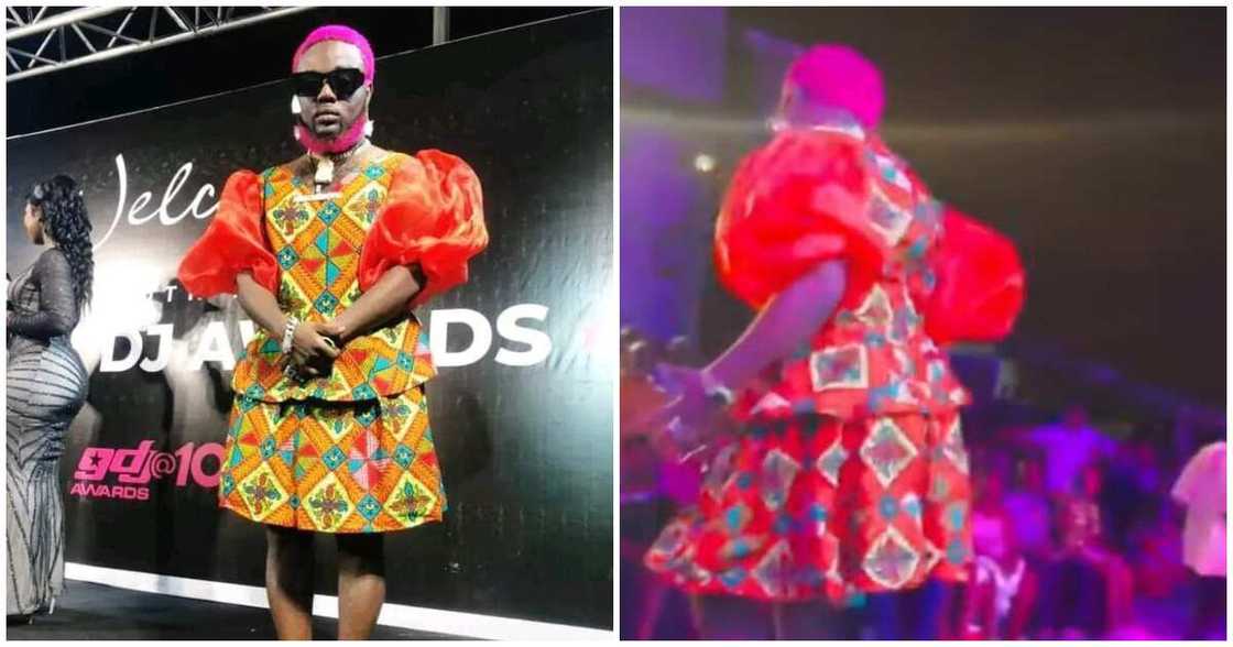 Ghana DJ Awards: DJ Azonto Steals Show with Colorful Kaba and Skirt; Outfit Sparks Reactions Ghana DJ Awards: DJ Azonto Steals Show with Colorful Kaba and Skirt; Outfit Sparks Reactions