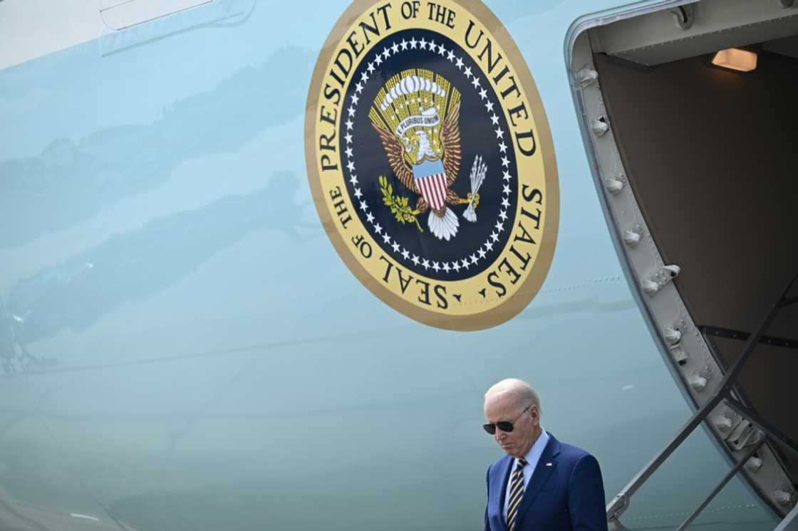 US President Joe Biden disembarks from Air Force One in South Carolina ahead of his latest factory visit to tout 'Bidenomics' US President Joe Biden disembarks from Air Force One in South Carolina ahead of his latest factory visit to tout 'Bidenomics'