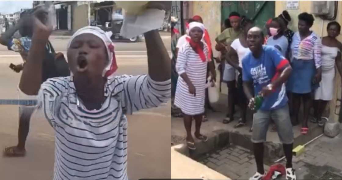 Found T'di Woman: Angry Neighbours Curse Persons Disputing her Pregnancy with Egg and 'Akpeteshie' Found T'di Woman: Angry Neighbours Curse Persons Disputing her Pregnancy with Egg and 'Akpeteshie'