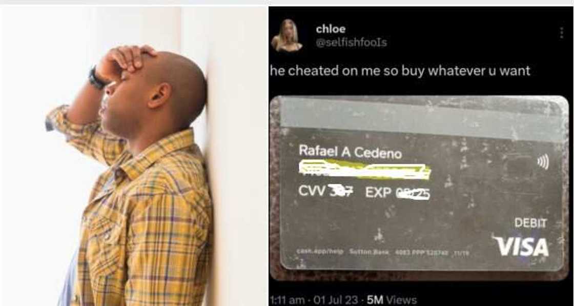 Credit card, Twitter, boyfriend, cheating