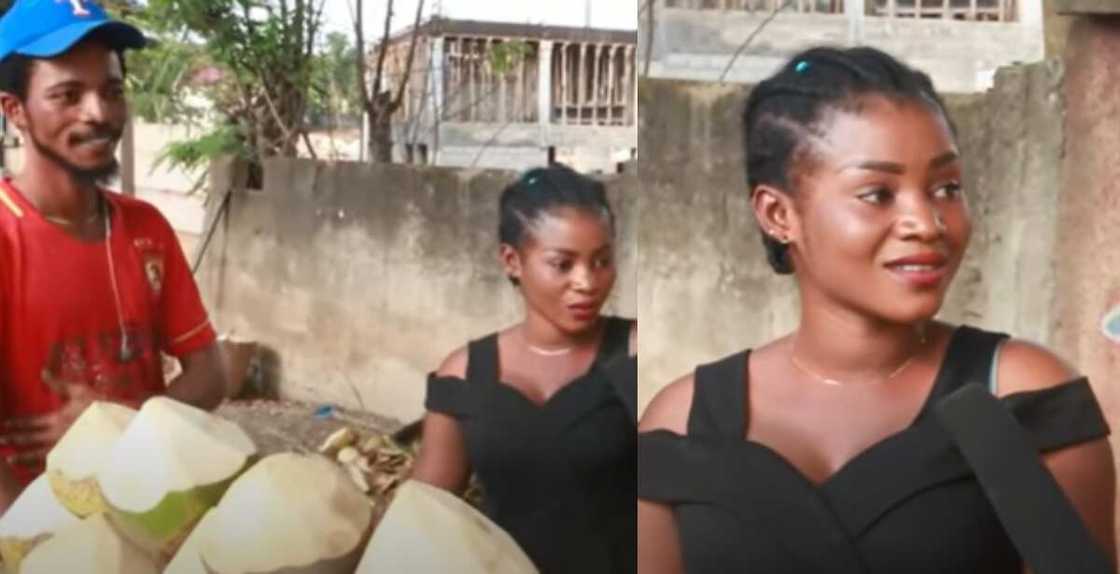 Many React as Cute Ghanaian Lady who Helps her boyfriend Sell Coconut Goes Viral Many React as Cute Ghanaian Lady who Helps her boyfriend Sell Coconut Goes Viral