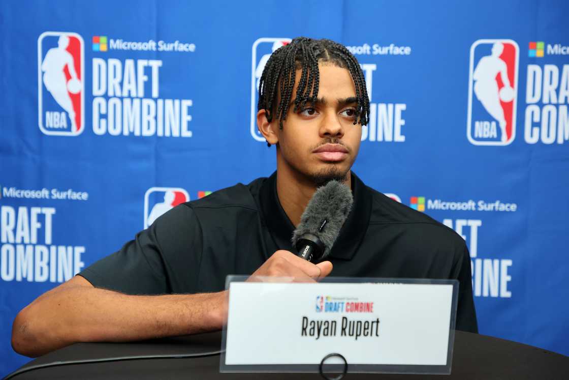 Rayan Rupert speaks with the media during the NBA Draft Combine Rayan Rupert speaks with the media during the NBA Draft Combine