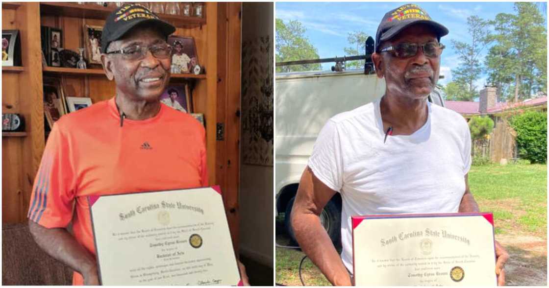 77-year-old man earns drama degree. 77-year-old man earns drama degree.