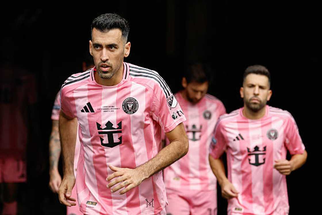 Sergio Busquets #5 of Inter Miami runs out of the team tunnel during the Leagues Cup Final match between Seattle Sounders and Inter Miami CF at Lumen Field Sergio Busquets #5 of Inter Miami runs out of the team tunnel during the Leagues Cup Final match between Seattle Sounders and Inter Miami CF at Lumen Field