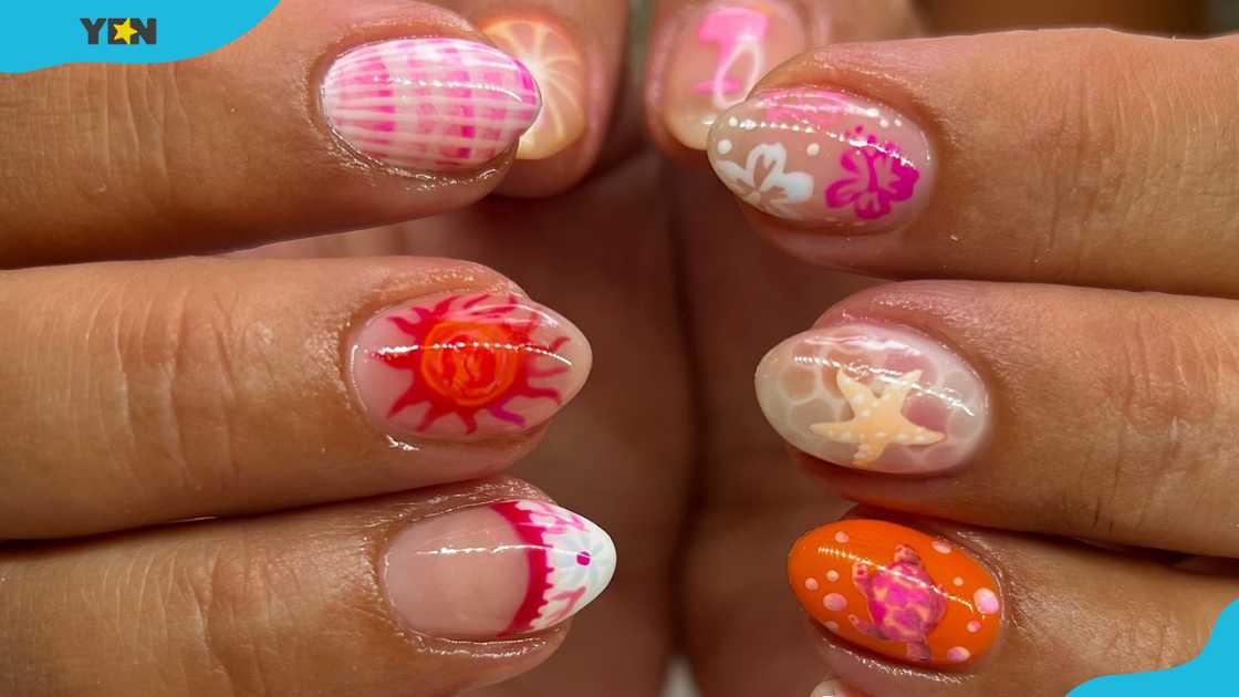 Colourful beach nail theme Colourful beach nail theme