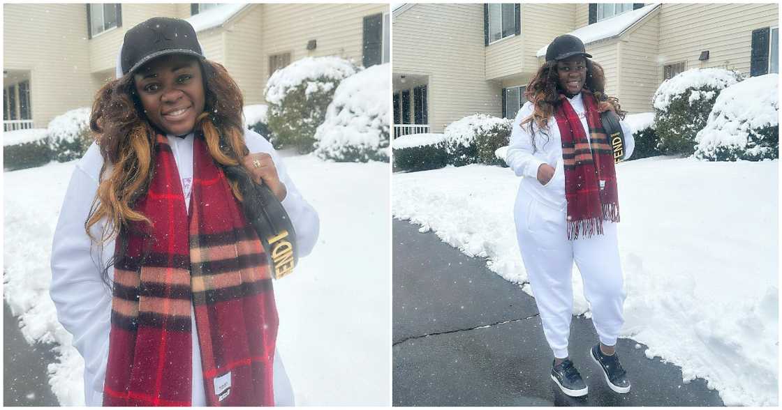 Tracey Boakye flaunts Fendi bag, a casual outfit while in the snow. Tracey Boakye flaunts Fendi bag, a casual outfit while in the snow.