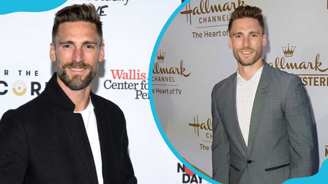 Andrew Walker in a black and grey coats