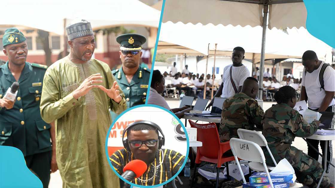 Mugabe Maase advice, online aptitude test, Minister of Interior Muntaka, Ghana security recruitment, technical challenges online tests, physical testing candidates, accessibility for applicants, recruitment process fairness, social media discussions