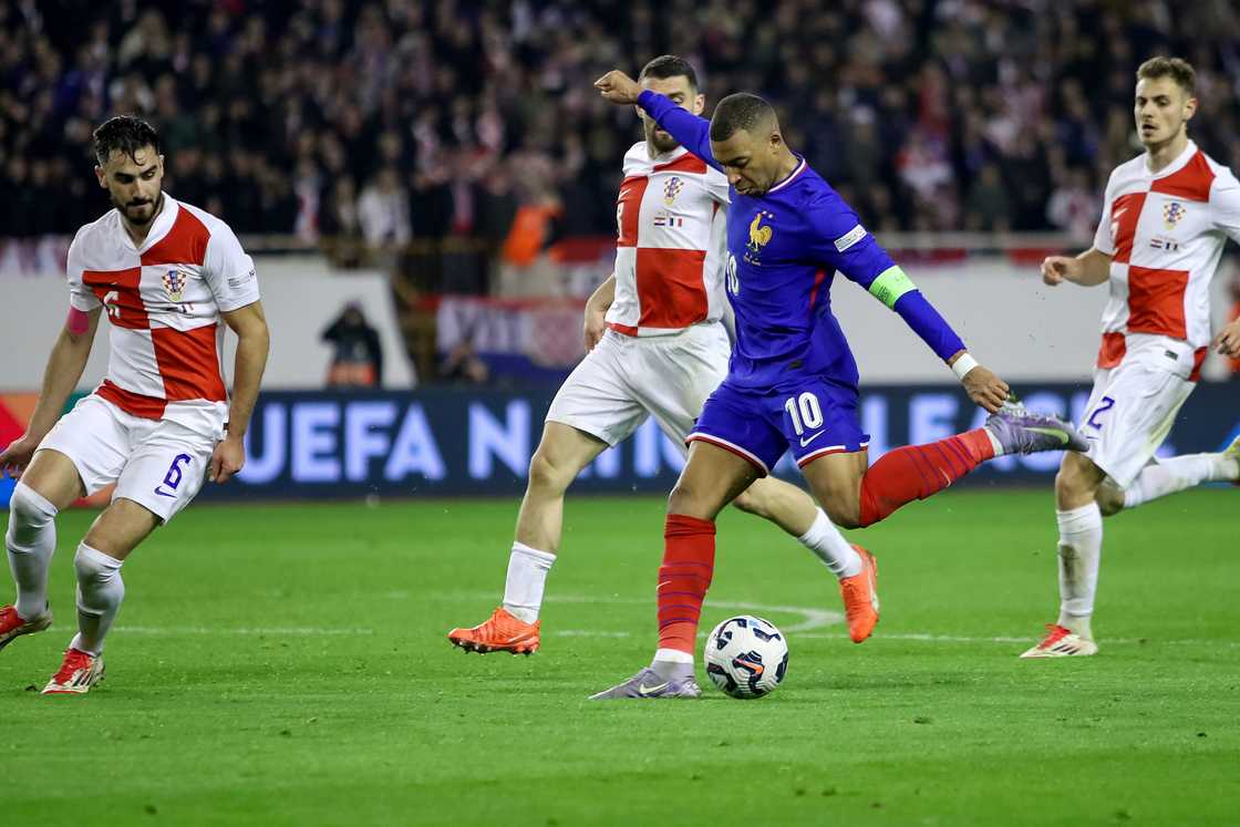 Kylian Mbappe of France in action during the UEFA Nations League quarterfinal leg one match between Croatia and France at Stadion Poljud on March 20, 2025 in Split, Croatia Kylian Mbappe of France in action during the UEFA Nations League quarterfinal leg one match between Croatia and France at Stadion Poljud on March 20, 2025 in Split, Croatia