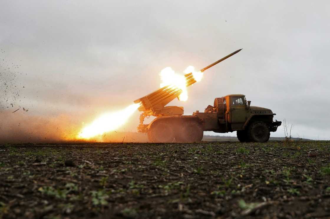 A rocket launcher fires towards Russian positions on the front line in Donetsk A rocket launcher fires towards Russian positions on the front line in Donetsk