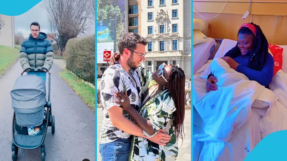 Ghanaian wife, White husband, German husband, Yaa and Kofi, New mum, New dad, Welcoming baby, Ghanaian abroad, Interracial couple, baby boy. Ghanaian wife, White husband, German husband, Yaa and Kofi, New mum, New dad, Welcoming baby, Ghanaian abroad, Interracial couple, baby boy.