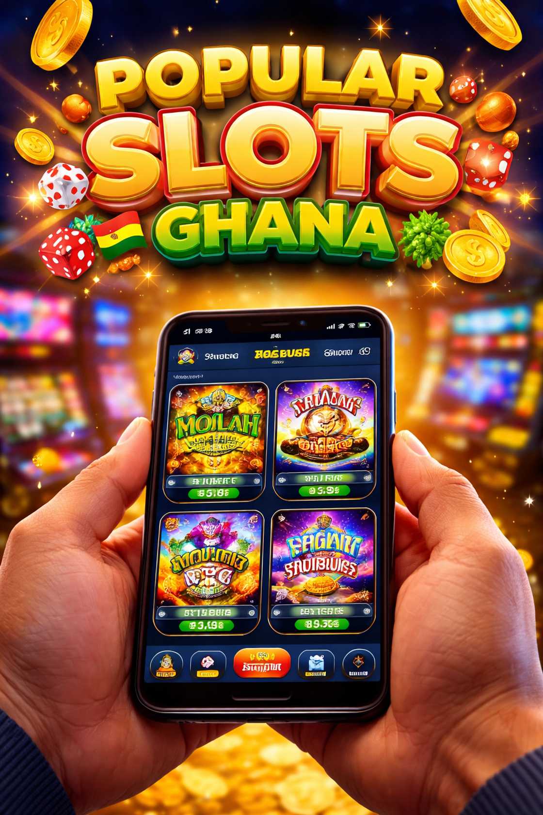 Popular slots Ghana interface on the mobile screen Popular slots Ghana interface on the mobile screen