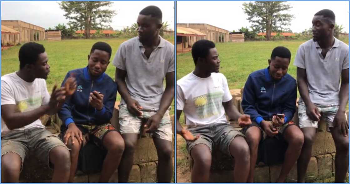 Photo of a young man talking to his friends Photo of a young man talking to his friends
