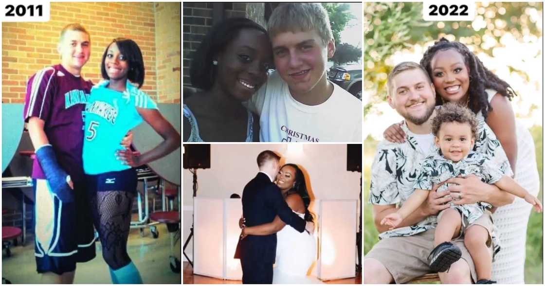 Throwback and recent photos of interracial couple.