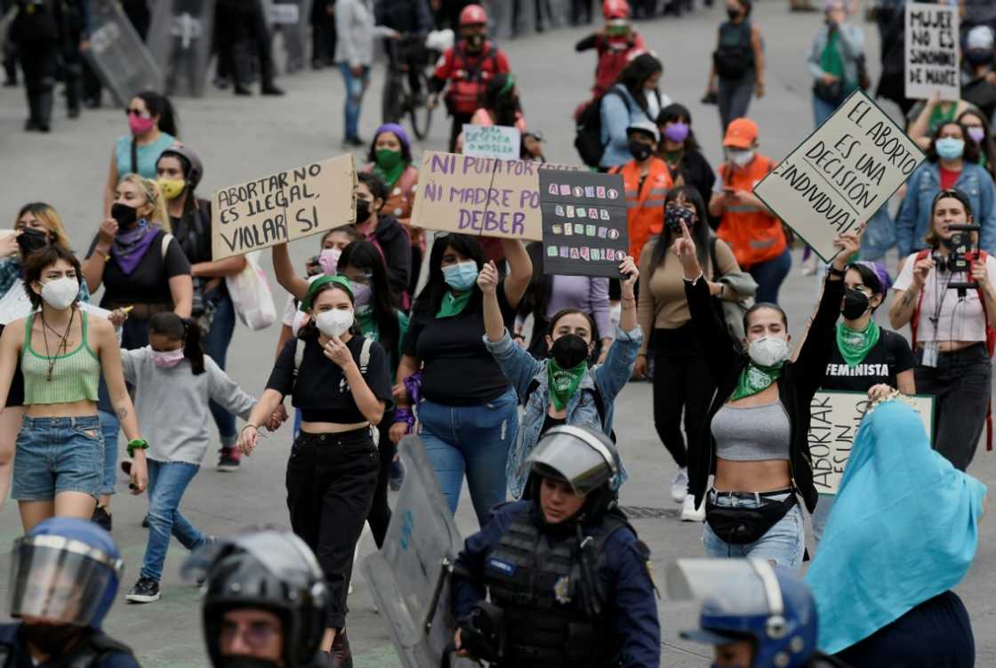 Demonstrators demand the decriminalization of abortion on International Safe Abortion Day in Mexico City in September 2021