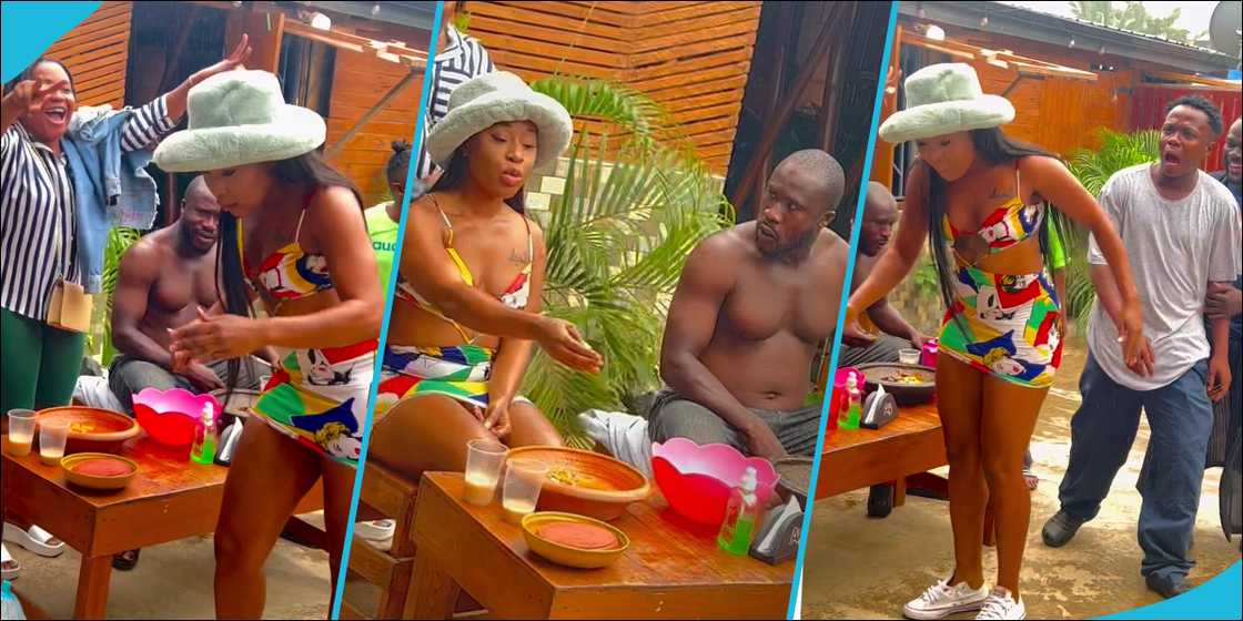 Efia Odo and Ras Nene in a fufu eating competition Efia Odo and Ras Nene in a fufu eating competition