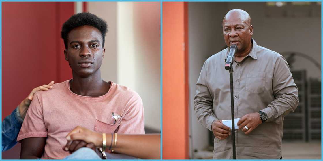 Ghanaian man cries at NDC rally, John Mahama, 2024 elections