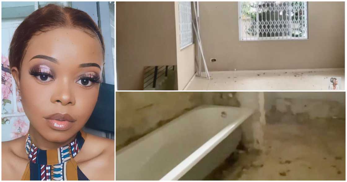 Woman flaunts uncompleted house she is building in Ghana Woman flaunts uncompleted house she is building in Ghana
