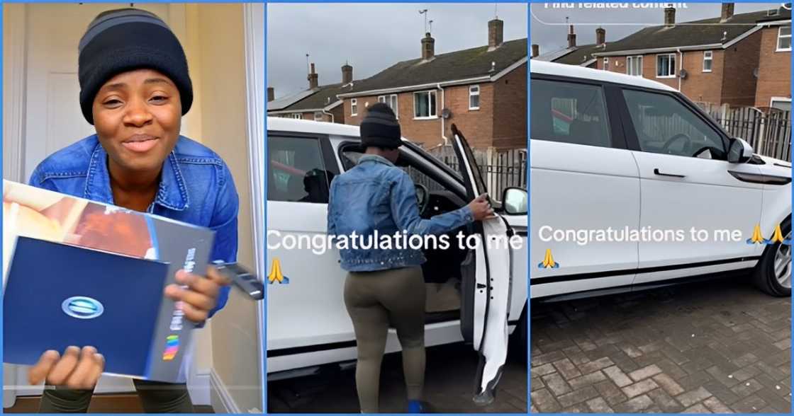 Beautiful UK-based Ghanaian Lady Celebrates Buying First Car Beautiful UK-based Ghanaian Lady Celebrates Buying First Car