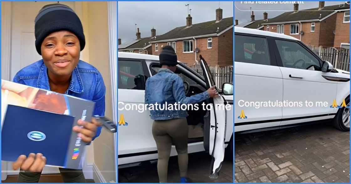 Beautiful UK-based Ghanaian Lady Celebrates Buying First Car