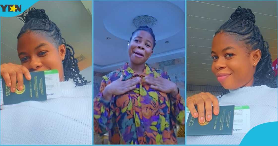 Photo of a young Ghanaian lady holding her passport at the airport. Photo of a young Ghanaian lady holding her passport at the airport.