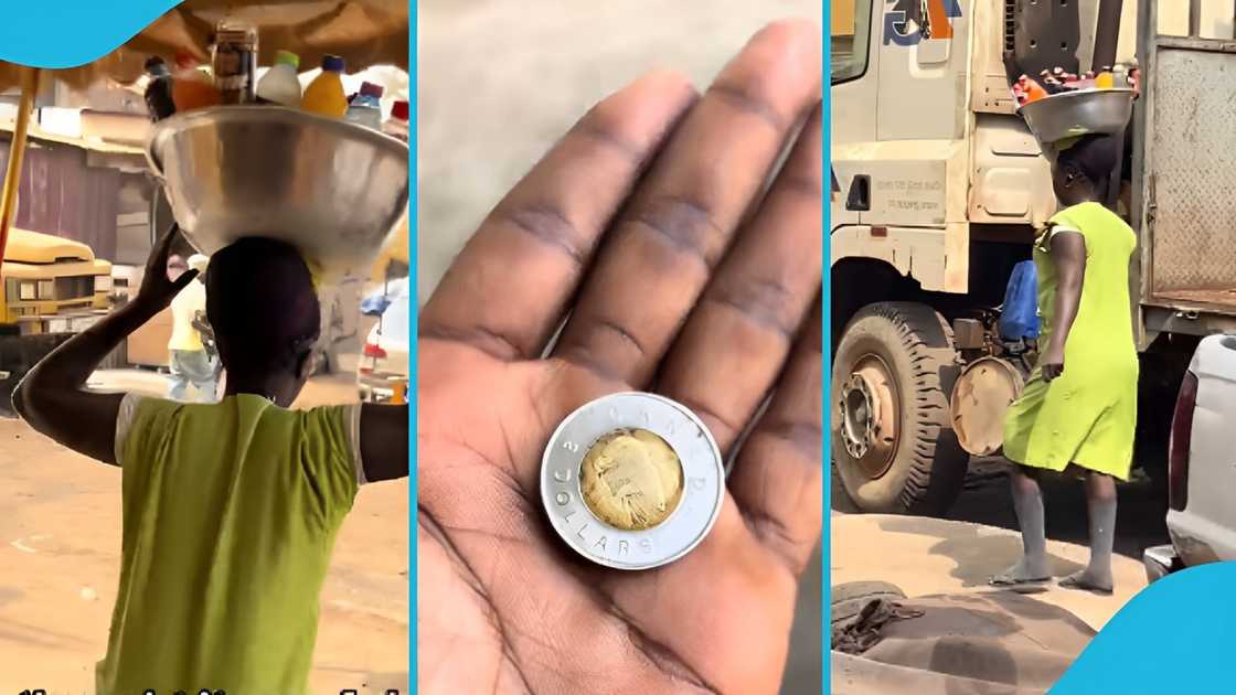 Ghanaian Man, Buys, Pure Water, Canadian Coin, Ghana Cedis