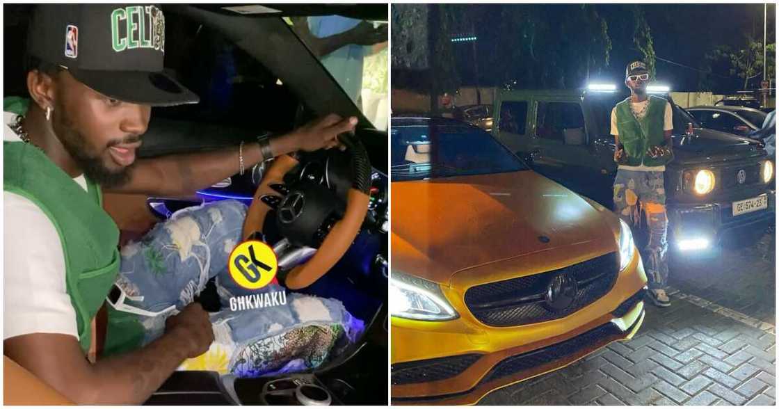 Black Sherif in his Mercedes Benz Black Sherif in his Mercedes Benz