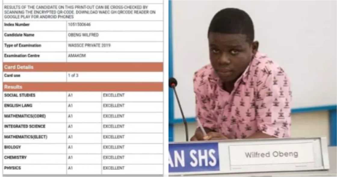Obeng Wilfred: Brilliant form 2 Science student who scored 8As in 2019 WASSCE bags 8As in 2020