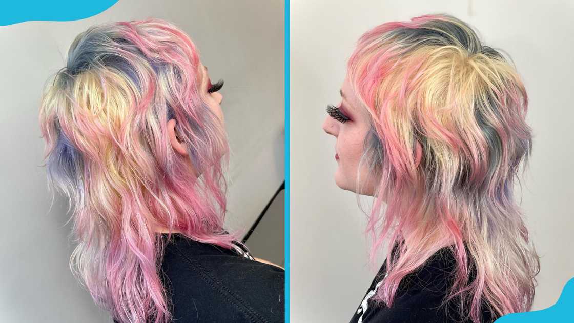 Wolf cut with pastel colours