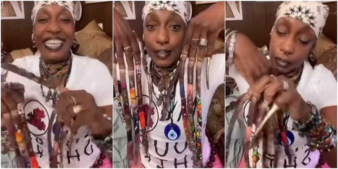 Woman with long fingernails Woman with long fingernails