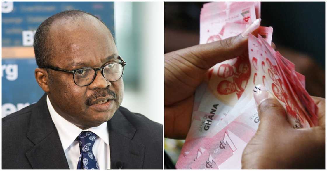 Bank of Ghana Governor, Dr Ernest Addison and one cedi notes. Bank of Ghana Governor, Dr Ernest Addison and one cedi notes.