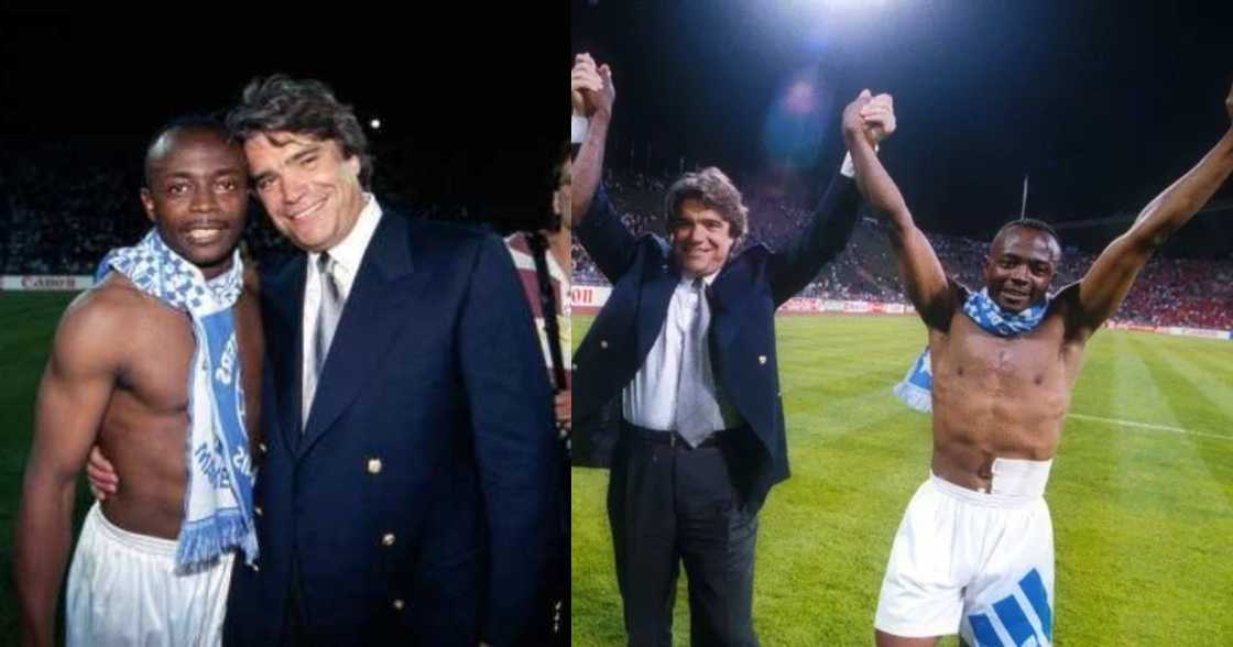 Bernard Tapie and Abedi Pele in 1993. SOURCE: Twitter/ @AnthonyBaffoe Bernard Tapie and Abedi Pele in 1993. SOURCE: Twitter/ @AnthonyBaffoe