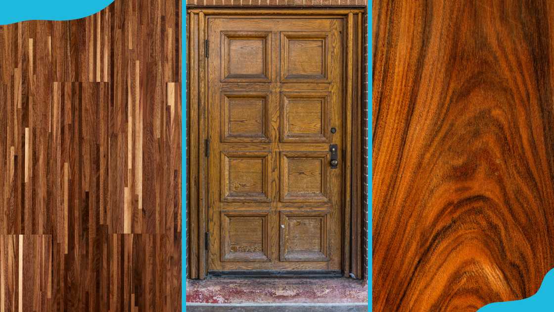 American walnut (R), old oak door (C) and rosewood (L).