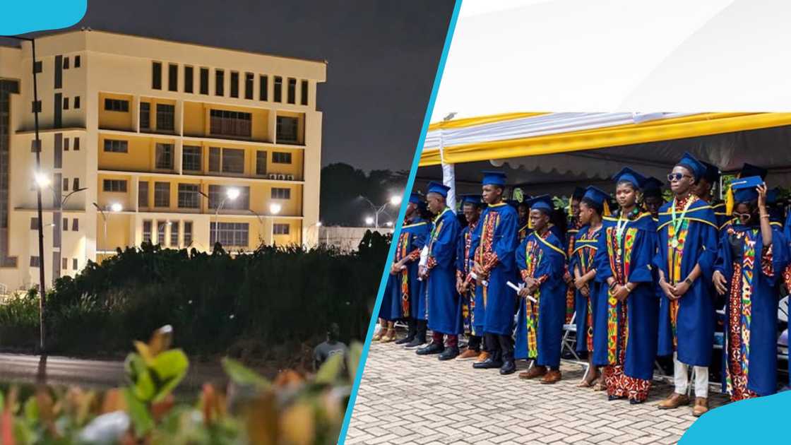 KNUST's campus building and graduation ceremony
