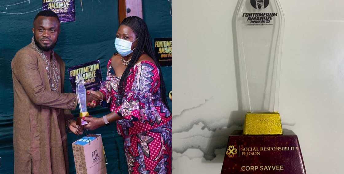 Corp Sayvee Receiving Social Responsibility Person Award at the Fontomfrom Amadze Awards 2021 Corp Sayvee Receiving Social Responsibility Person Award at the Fontomfrom Amadze Awards 2021