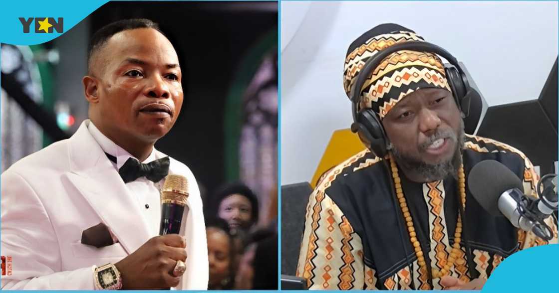 Photo of Bishop Elisha Salifu Amoako and Ghanian media personality, Blakk Rasta Photo of Bishop Elisha Salifu Amoako and Ghanian media personality, Blakk Rasta