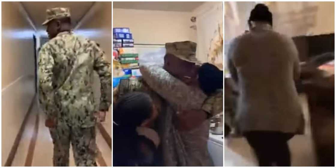 Sweet moment Nigerian mum shed tears after her son in the US Navy made a surprise Christmas return home melts earts Sweet moment Nigerian mum shed tears after her son in the US Navy made a surprise Christmas return home melts earts