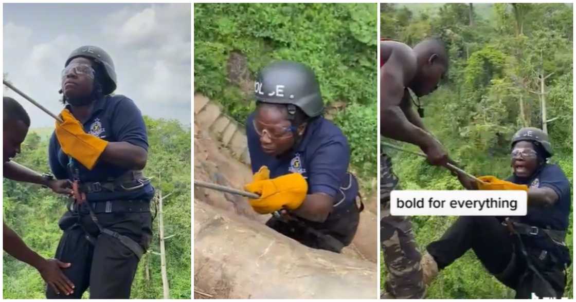 Scared police officer captured in video screaming for her life as she descends mountain