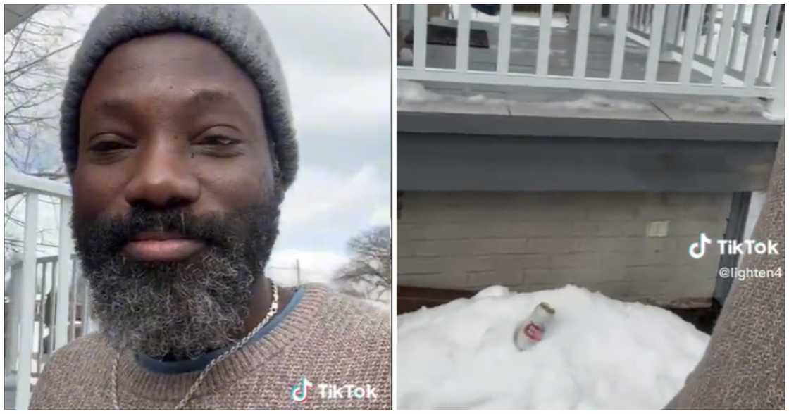 Photo of Ghanaian man in the snow Photo of Ghanaian man in the snow