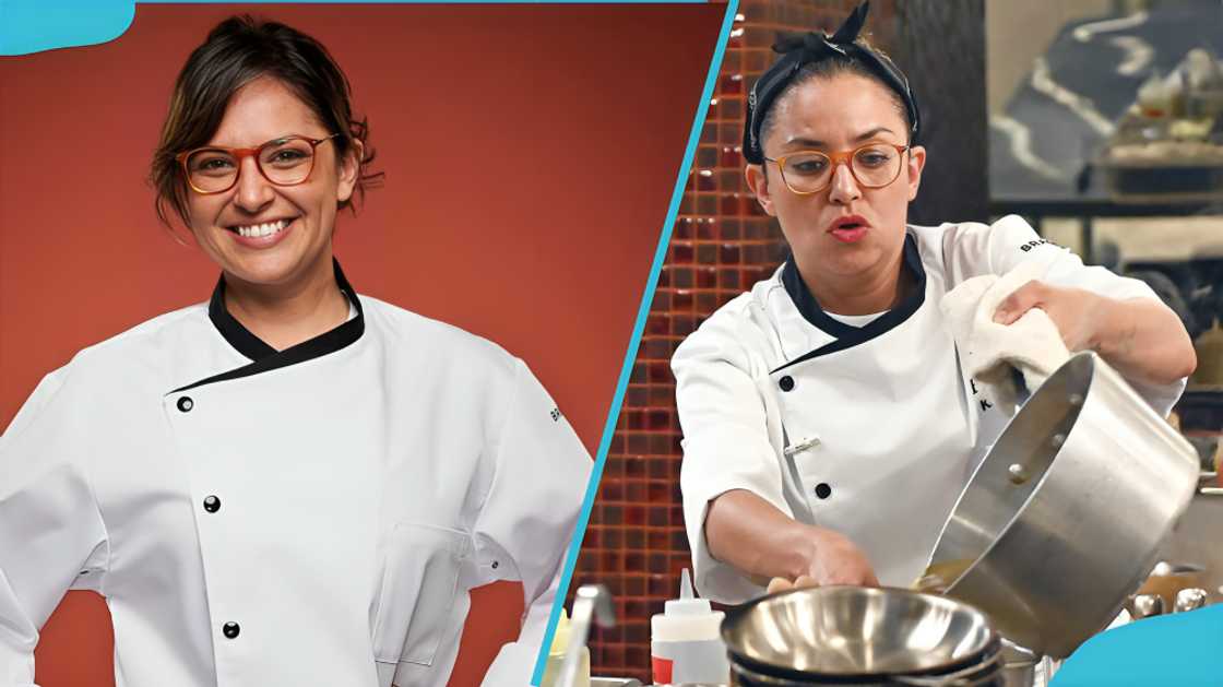 Kori Sutton smiling and pouring soup in the kitchen Kori Sutton smiling and pouring soup in the kitchen