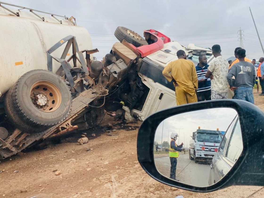 Tipper truck and fuel tanker collide on Tema Motorway after Friday's accident