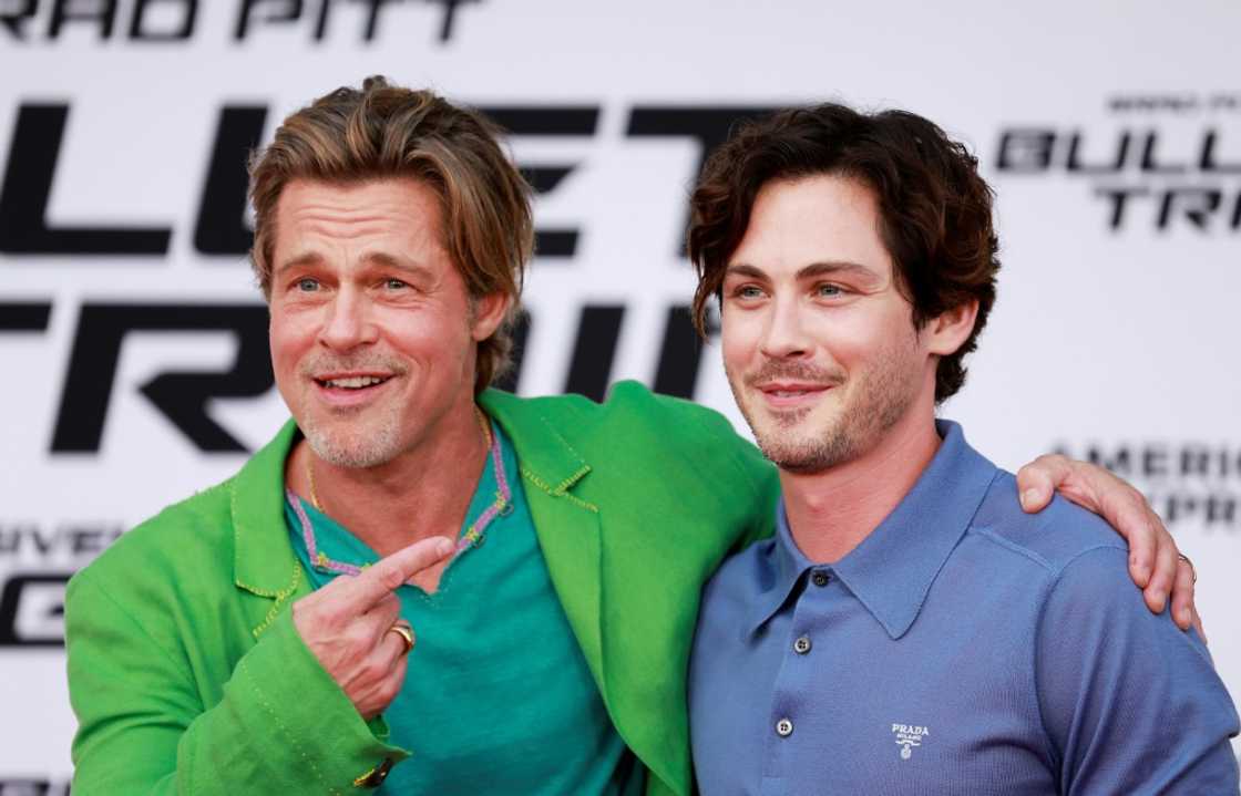 US actors Brad Pitt (L) and Logan Lerman attend the Los Angeles premiere of "Bullet Train" in Westwood, California US actors Brad Pitt (L) and Logan Lerman attend the Los Angeles premiere of "Bullet Train" in Westwood, California