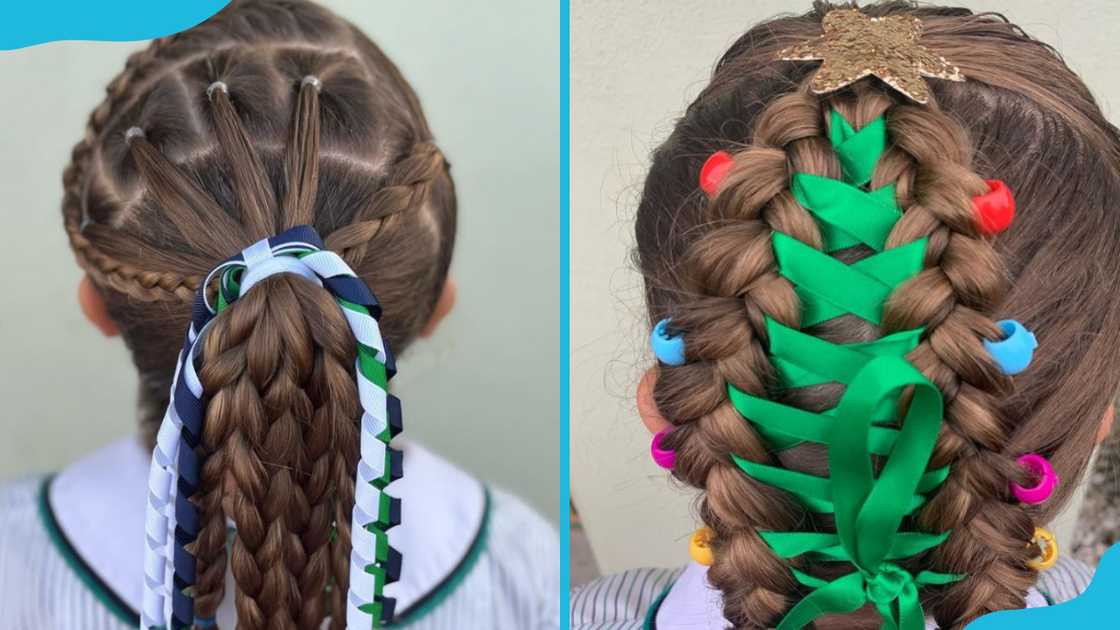 Braided ponytail with ribbons