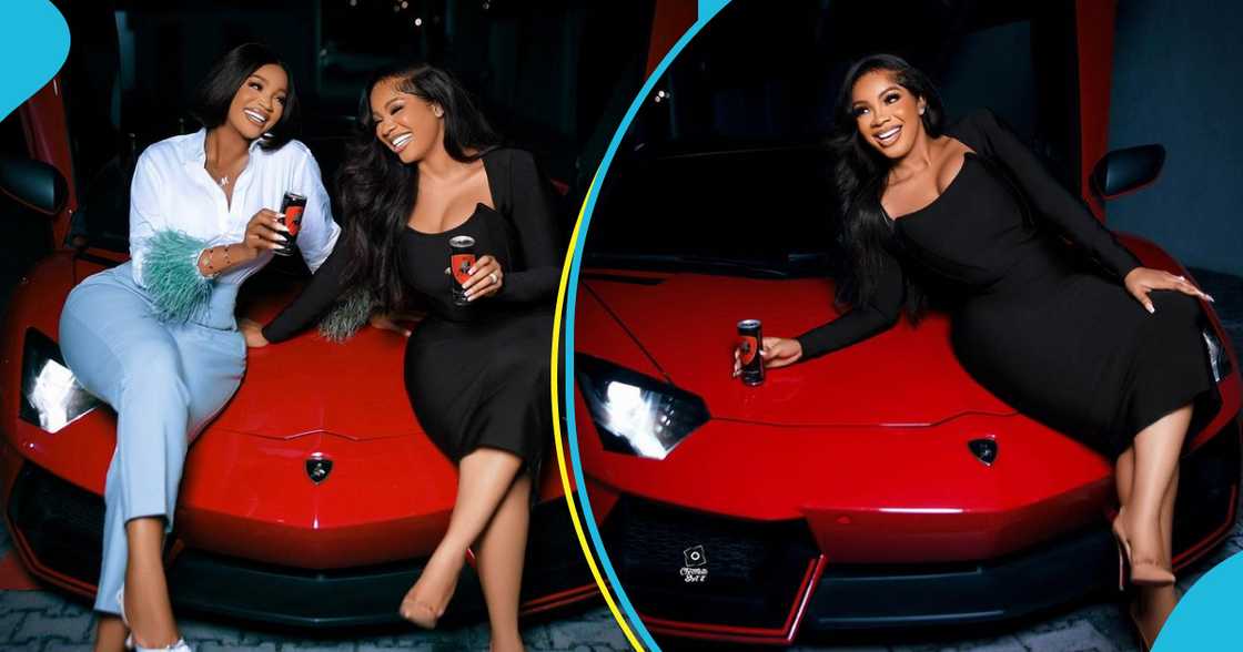 Serwaa Amihere flaunts a Lamborghini