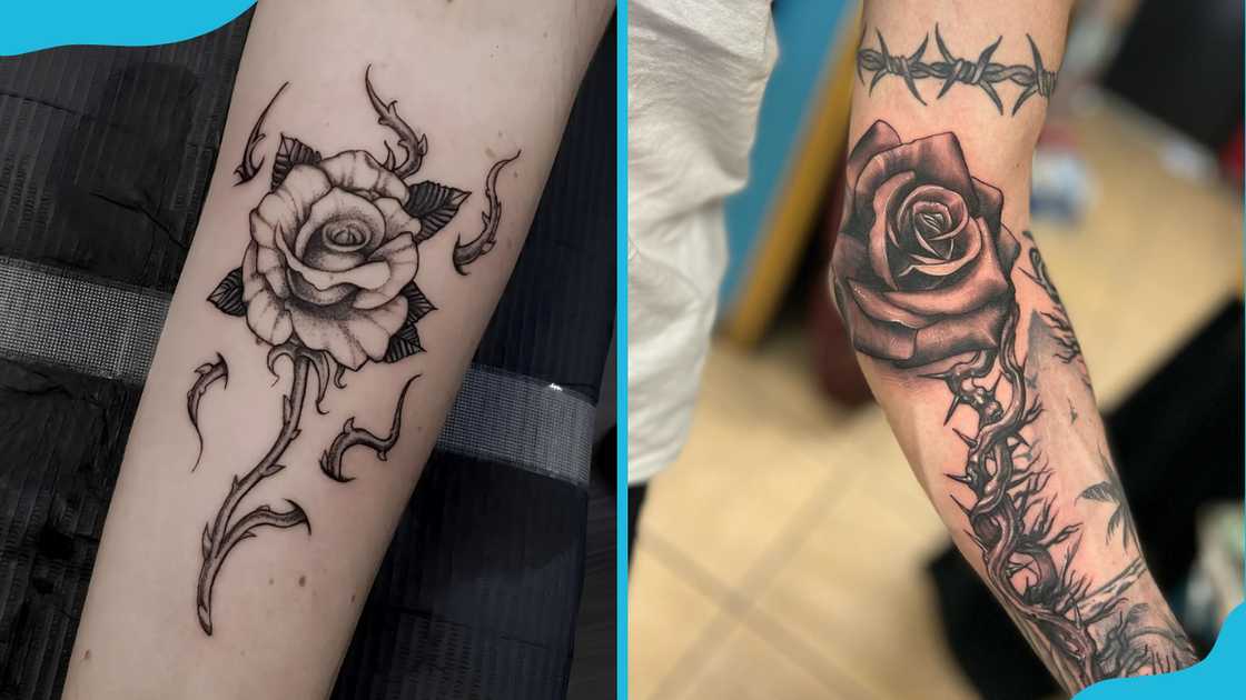 Rose with thorns tattoo