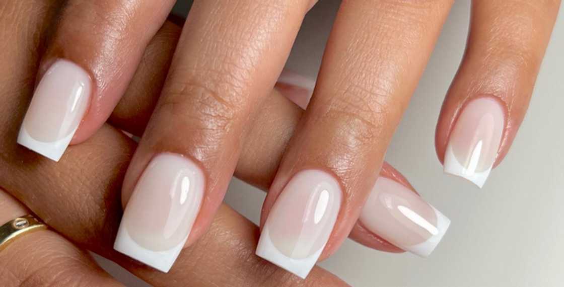 Short square milky nails