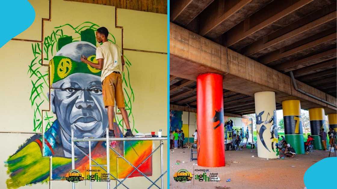 Asokwa Interchange, Otumfuo Osei Tutu II, Kumasi, AshantiFest, Painting, Murals. Asokwa Interchange, Otumfuo Osei Tutu II, Kumasi, AshantiFest, Painting, Murals.