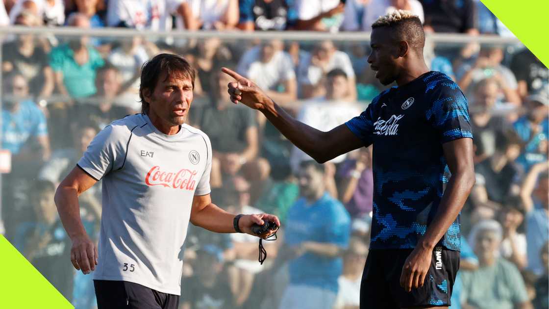 Antonio Conte, Victor Osimhen, Castel di Sangro, Naples, Italy, Napoli. Antonio Conte, Victor Osimhen, Castel di Sangro, Naples, Italy, Napoli.