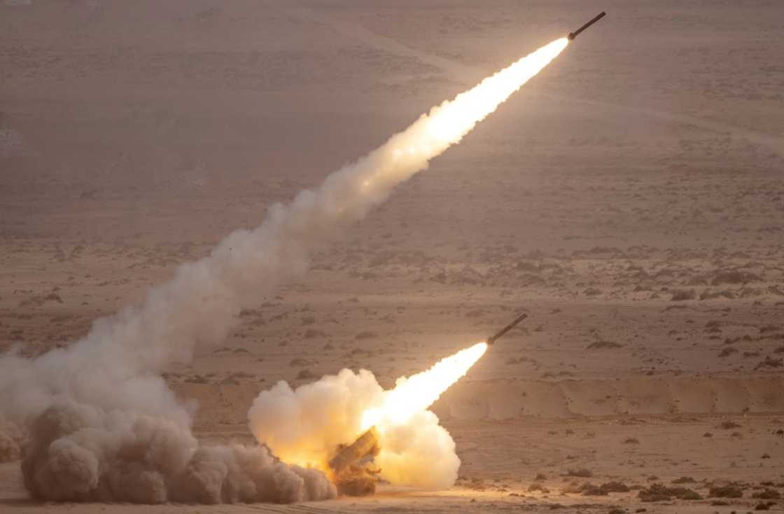 Rockets from a US M142 High Mobility Artillery Rocket System (HIMARS) fired during military exercises in Morocco. Rockets from a US M142 High Mobility Artillery Rocket System (HIMARS) fired during military exercises in Morocco.